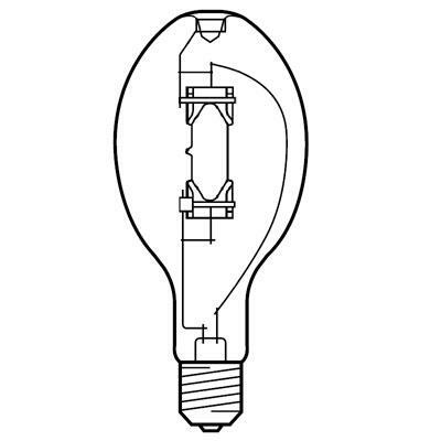 MVR400/U/PA High Intensity DischarGE Lamps Metal Halide Lamp, 400 W, E39 HID Lamp, ED37 Shape, 39400 Lumens