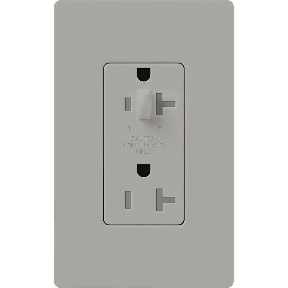 CAR-15-HDTR-GR Claro Half-Dimming Tamper-Resistant Duplex Receptacle, Decorator-Style Outlet, 15 Amp, Gloss, Gray