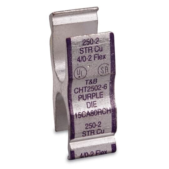 CHT2502-6 Color-Keyed Compression H-Tap Connector, H Shape, 2 AWG to 250 kcmil Main/Run, 2 AWG to 250 kcmil Tap, Copper