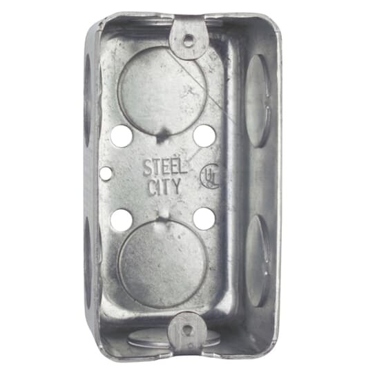 58361-3/4 Steel City Drawn Style Utility Box, Steel, 13 cu-in Capacity, 1 Gangs, 1 Outlets, 8 Knockouts