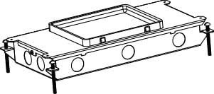 RFB2-SS Above Grade Recessed Floor Box, Steel, 76 cu-in Capacity, 2 Gangs, 14 Knockouts, 13-1/8 in L x 6-1/2 in W x 2-5/8 in D
