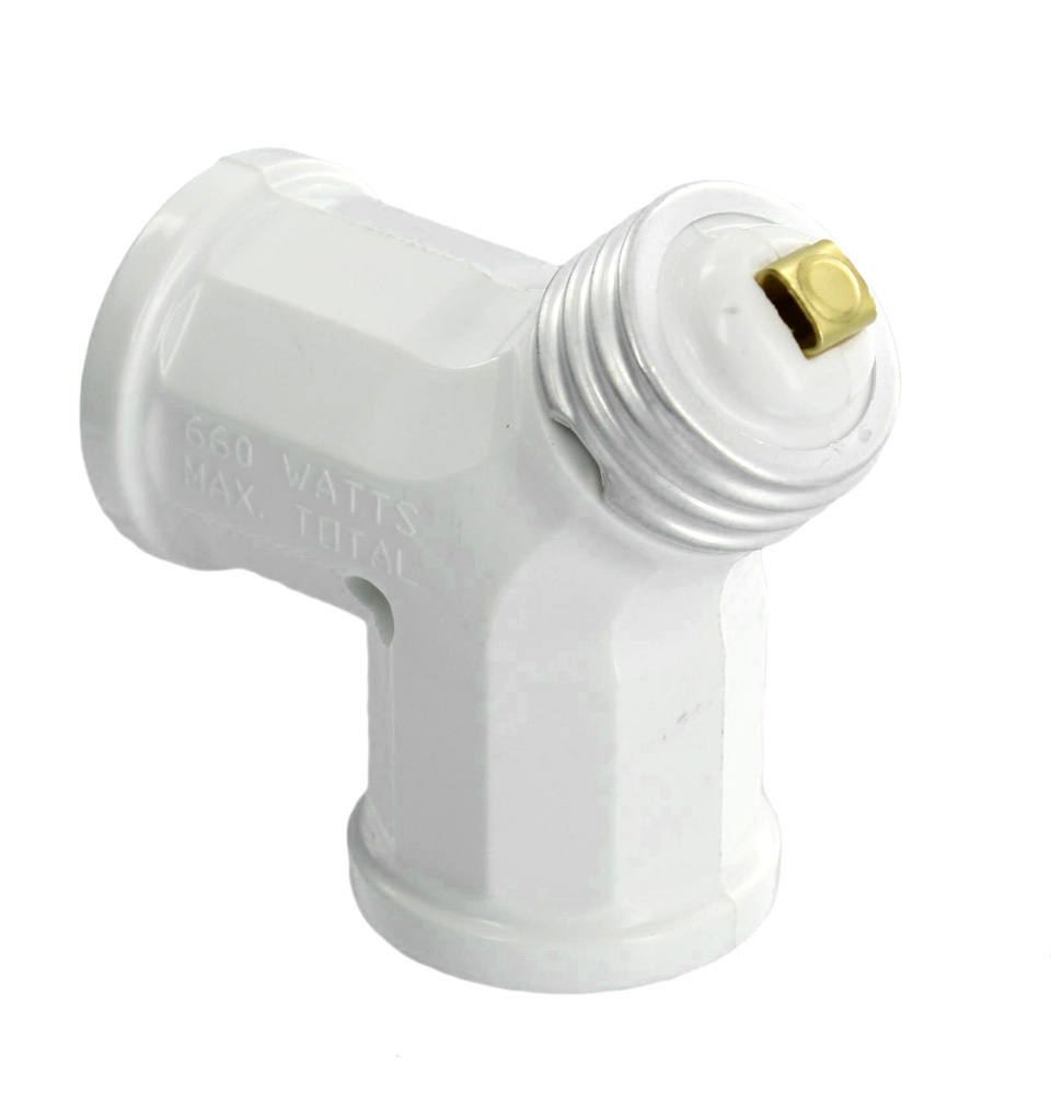 128-W 2-Pole 2-Wire Single Lampholder to Twin Lampholder Outlet Adapter, 660 W, 125 V AC, 15 A, E26 Lamp