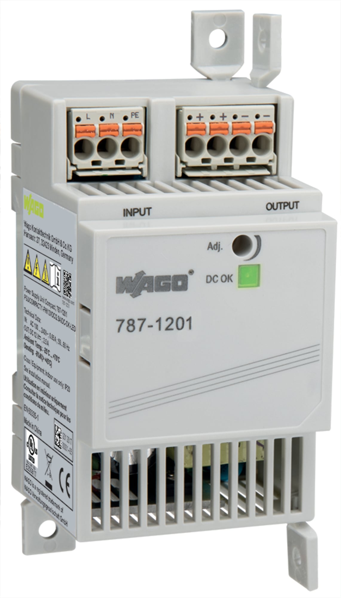 787-1201 1-Phase, 375 V Input, 12 V DC Output, DIN Rail Mount