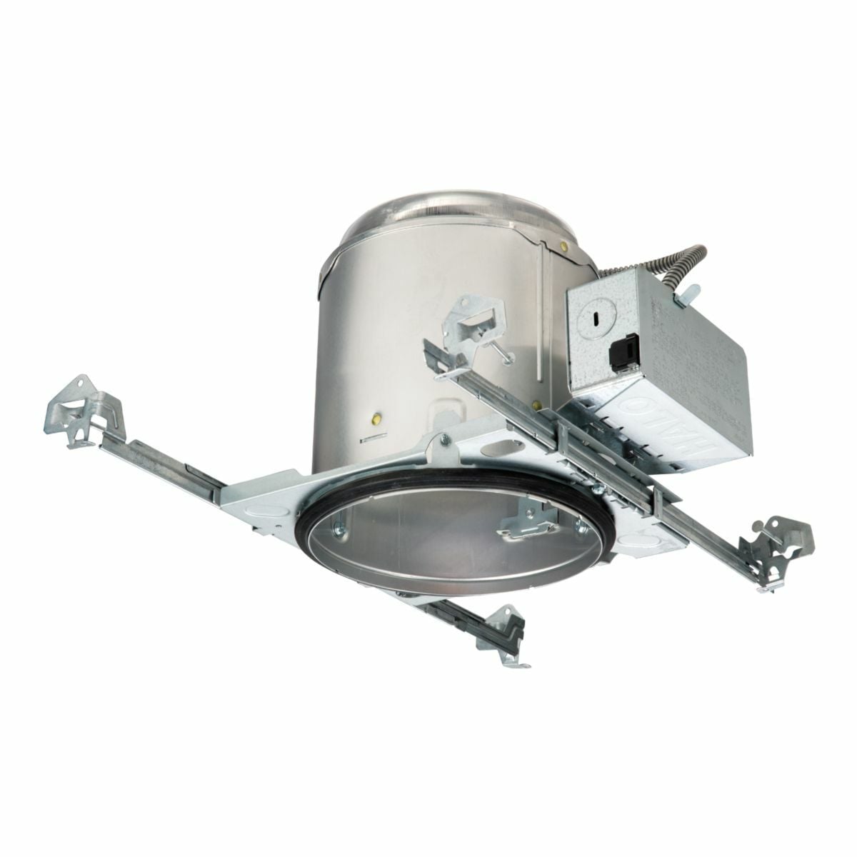 E7ICAT Halo E7 Series New Construction Recessed Lighting Housing, Incandescent Lamp, IC Insulation, 120 V AC, 6-1/2 in Ceiling Opening, Die Cast Aluminum Housing