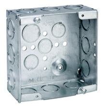 TP563SSB Drawn Outlet Box, Steel, 42 cu-in Capacity, (17) Knockouts, 4-11/16 in H x 4-11/16 in W x 2-1/8 in D
