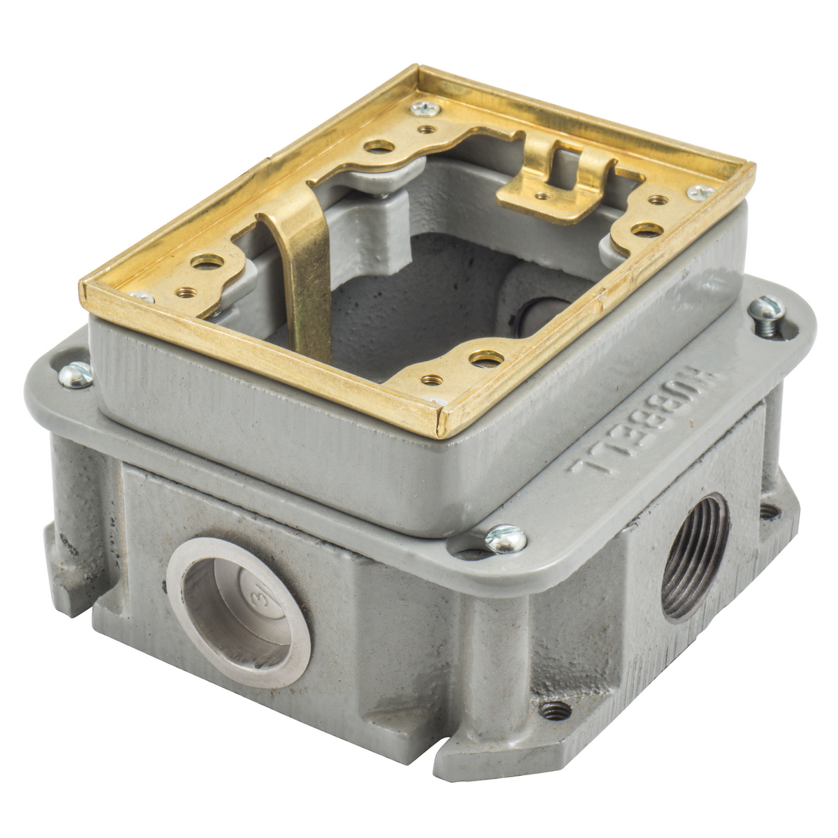 B2437 Deep/Shallow Fully Adjustable Concrete Floor Box, Cast Iron, 30 cu-in Capacity, 1 Gangs, 4 Knockouts, 4.69 in L x 4.69 in W x 2.9 in H