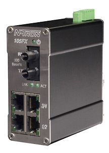105FX MDR Unmanaged Industrial Ethernet Switch, ST 2km