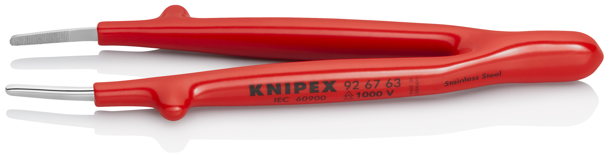 Stainless Steel Gripping Tweezers Blunt Tips-1000V Insulated, 5 3/4 in., 1.30 mm TT, 3.00 mm TW