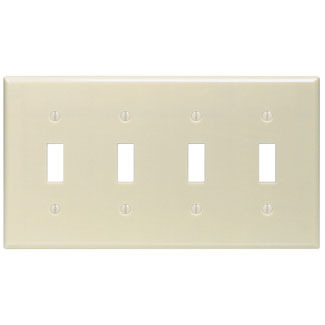 86012 Standard Size Wall Plate, 4 Gangs, 8.18 in W x 4.5 in H, Thermoset, Ivory