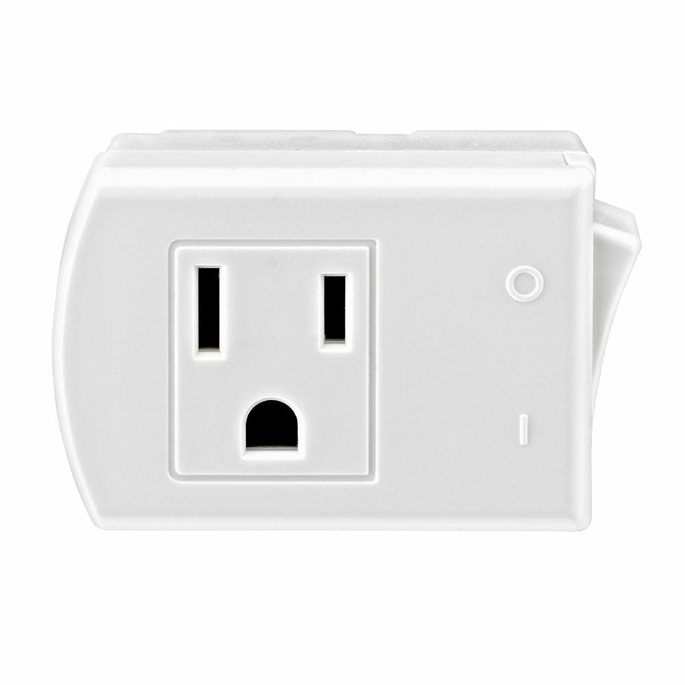 1470-W Grounding Polarized Switch Tap With ON/OFF Rocker Button, 125 V AC, 15 A
