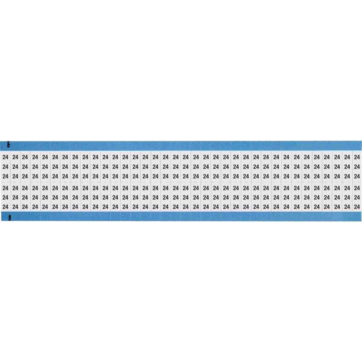 WM-24-SC-PK WM Series Die-Cut Pre-Printed Solid Number Wire Marker Card, 3/4 in L x 1/4 in W, Black on White, B-500 Repositionable Vinyl Coated Fabric, 72 Markers per Card