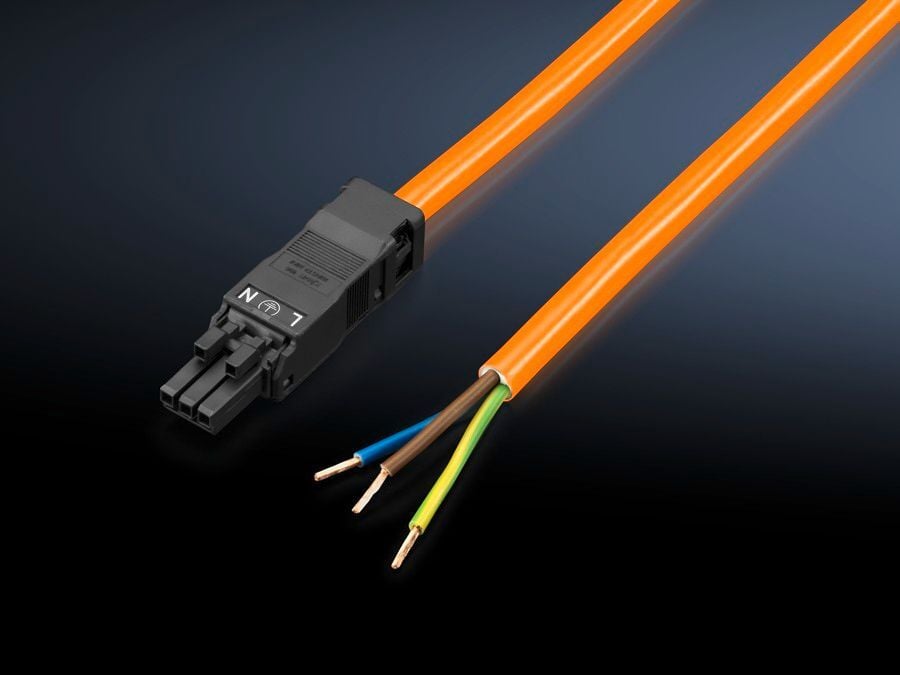2500400 In-Feed Connection Cable, For Use With LED System Light, 100 to 240 V AC, 1-Phase, 50/60 Hz, 3-Pole, Orange