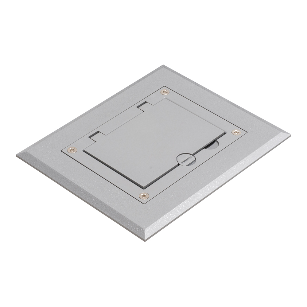 FLBC8510GY Modular Non-Metallic Floor Box Cover and Frame Kit, 4.26 in L x 3.26 in W, Flip Lid Cover, Plastic