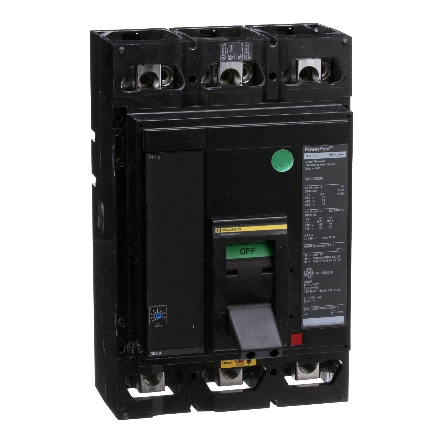 MJL36350 Molded Case Circuit Breaker, 350 Amp, 3 Pole, 600V