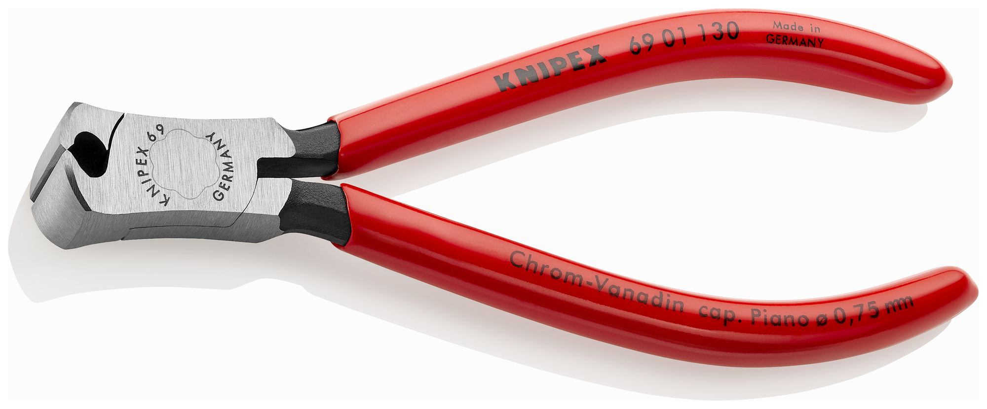 End Cutting Nippers, 5 1/4 in., Plastic Coating, Polished