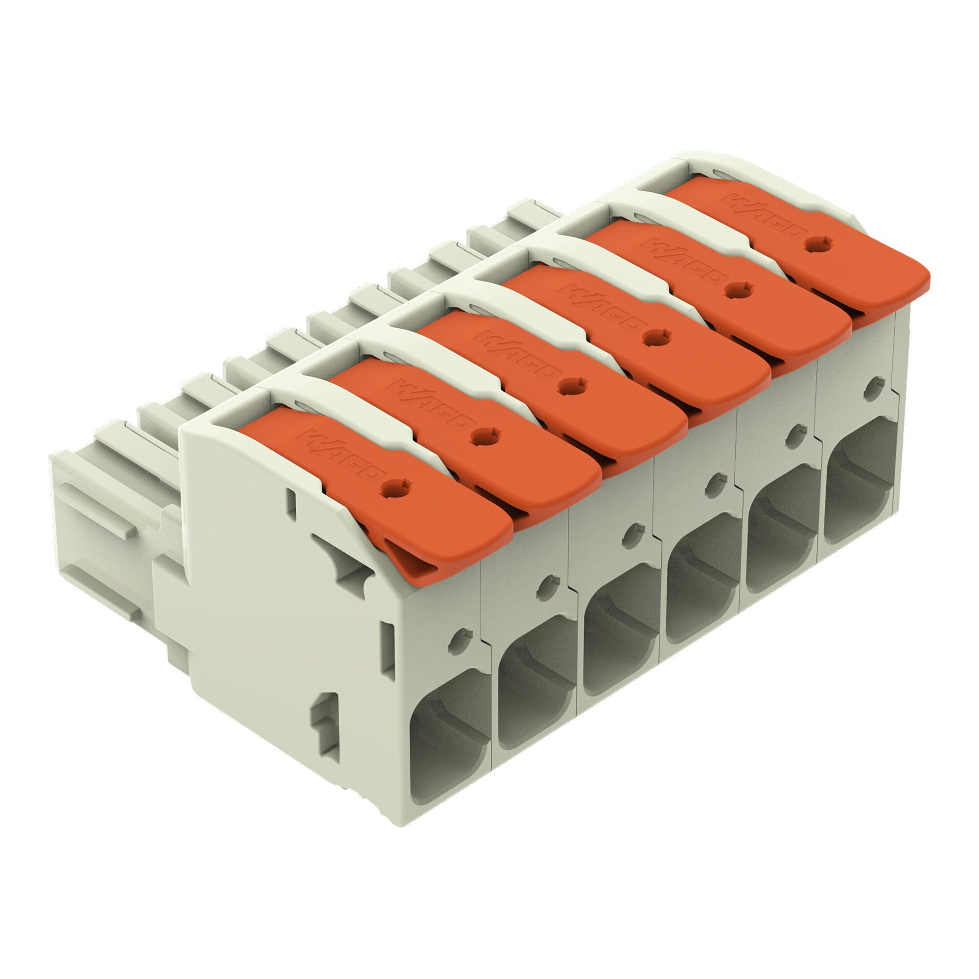 832-1106 Lever 1-Conductor Female Connector, 1 kV, 76 A, 18 to 4 AWG Wire, 6 Poles