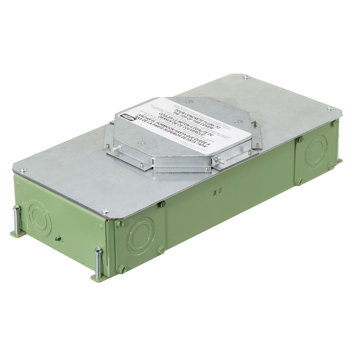 CFB2G30RCRE SystemOne ETERNAL Recessed Floor Box, Stamped Steel, 56.5 cu-in Capacity, 2 Gangs, (10) Knockouts, 3.75 in H x 7.32 in W x 16.27 in L
