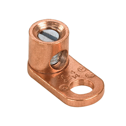 ML1/0-LY ML Series 1- Barrel Mechanical Lug, 14 to 1/0 AWG Solid/Stranded Copper Conductor, 5/16 in Stud, 1 Bolt Hole, Cast Copper