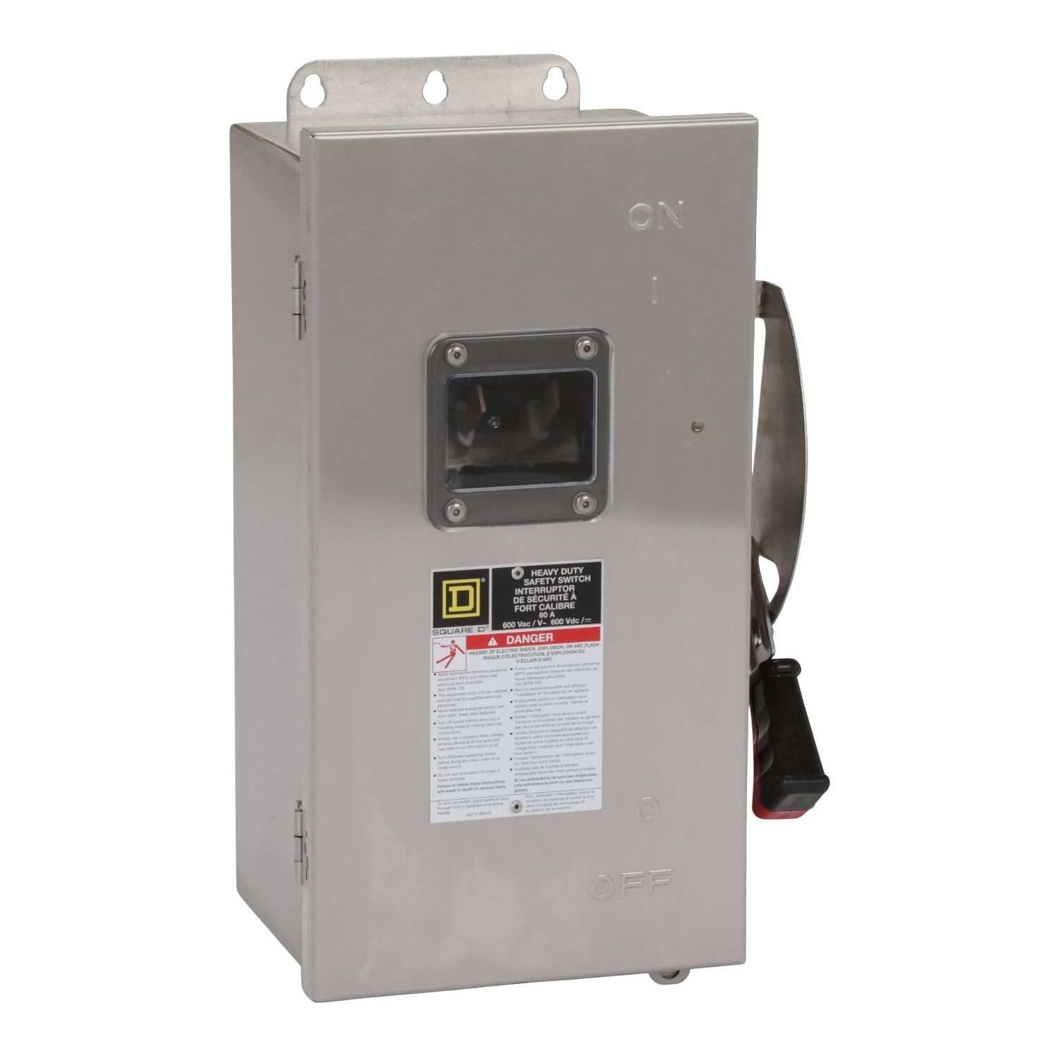CHU362DS Heavy Duty Non-Fusible Disconnect Safety Switch With Viewing Window, 600 VAC/VDC, 60 A, 30 hp, 60 hp, 3PST Contact, 3 Poles
