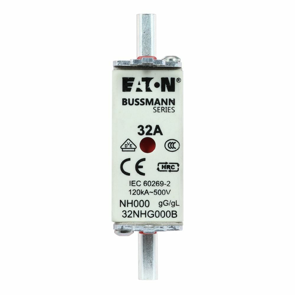 32NHG000B Size 000 Dual Indicator Low Voltage NH Fuse Link, 500 V, 32 A, For Use With Class C gG/gL Fuse, Ceramic