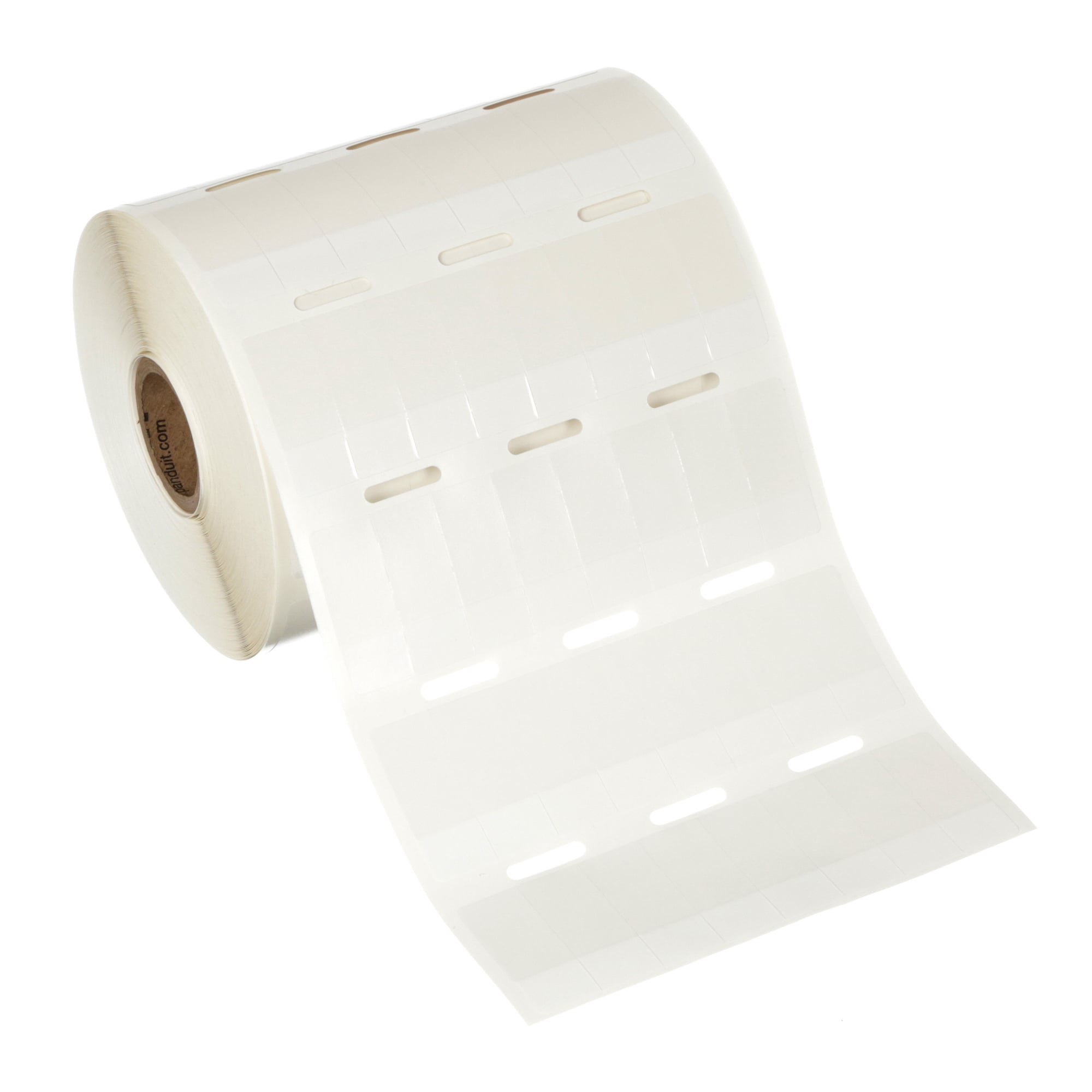 S050X125VA1Y Pan-Code Adhesive Self-Laminating Label, 1-1/4 in L x 1/2 in W, BLANK Legend, White, Vinyl