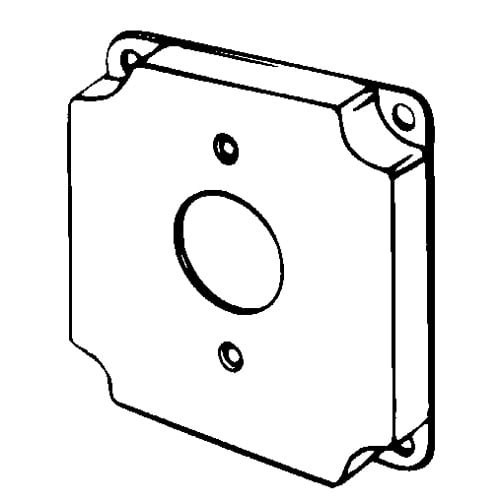 8379 Raised Electrical Box Cover, 4 in L x 4 in W x 1/2 in D, Receptacle Cover, Steel