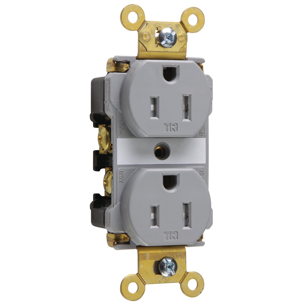 TR15GRY 15 Amp 125V Commercial Grade Duplex Receptacle, Gray