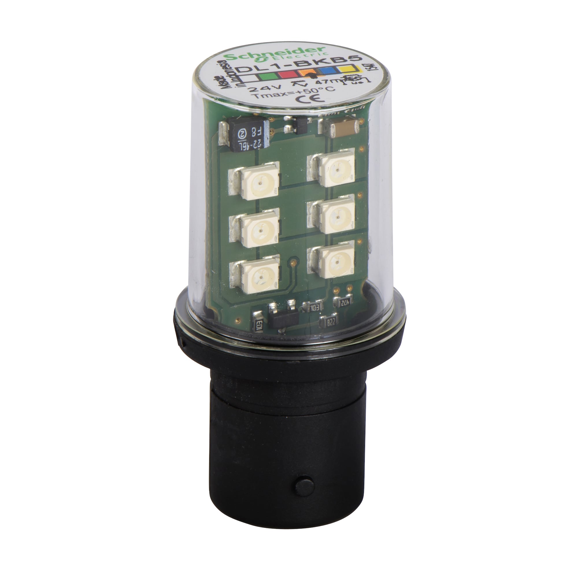 DL1BKB5 Harmony Protected Flashing LED, 24 V AC/DC, For Use With Harmony XVD, XVP and XVB Series Tower Light and Beacon, BA15d Bayonet Base, Orange