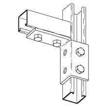 B269LGRN Left Hand Single Corner Wing Fitting, 6 Holes, 3-1/2 in L x 5-3/8 in W, For Use With Wing, Strut and BF Fittings, Steel