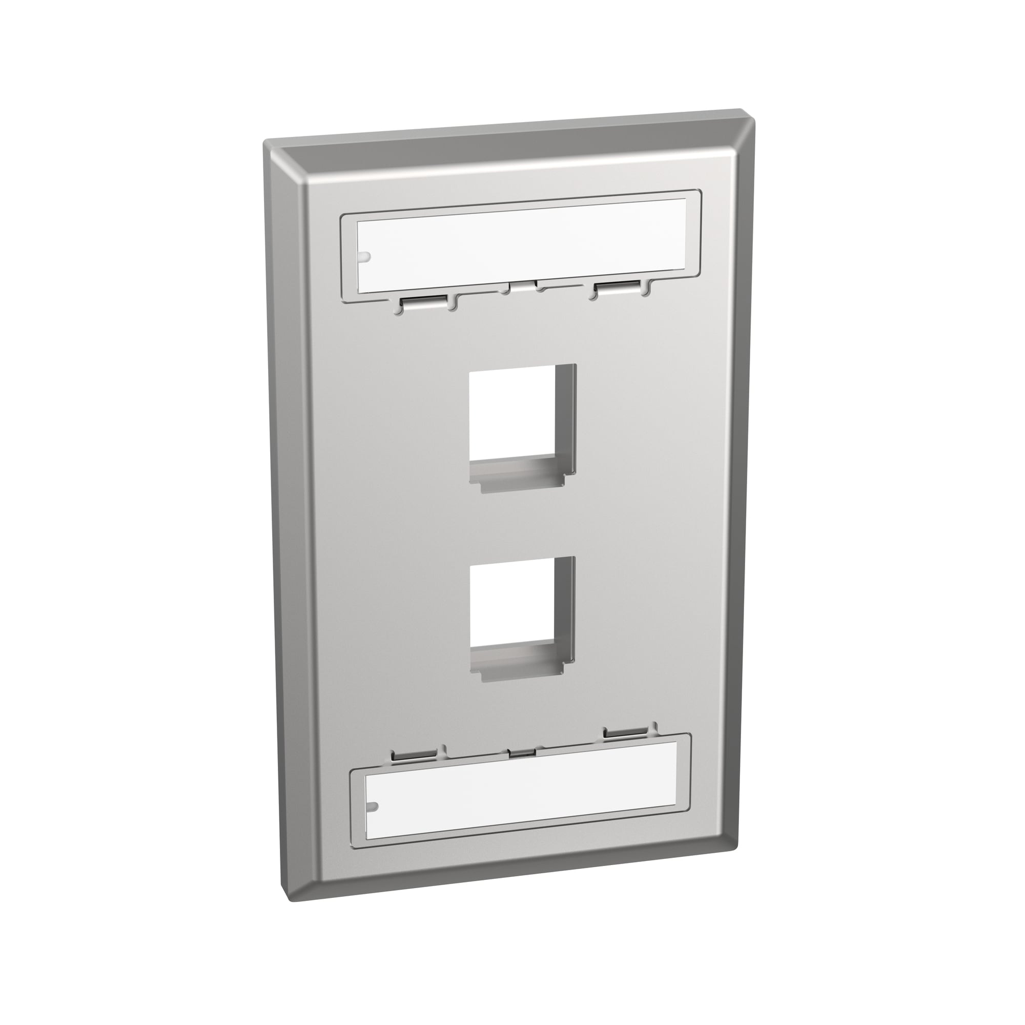 NKF2S NetKey Flat Vertical Faceplate, 1 Gangs, 2 Ports, Mini-Com Module, Stainless Steel