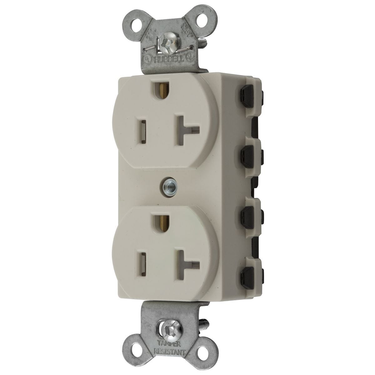 SNAP5362LATRA Duplex Extra Heavy Duty Standard Tamper Resistant Traditional Straight Blade Receptacle, 125 V AC, 20 A, 2 Poles, 3 Wires, Light Almond