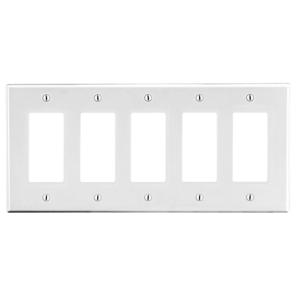 P265W Standard Wall Plate, 5 Gangs, 10.12 in W x 4.63 in H, Polycarbonate Thermoplastic, White