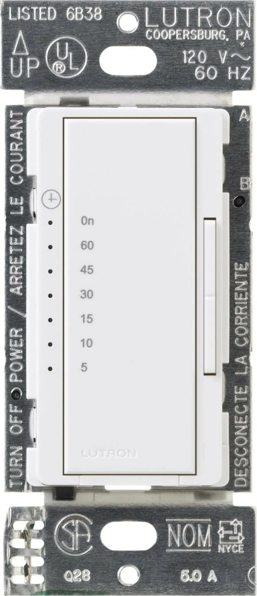 MA-T51MN-WH Maestro Countdown Timer Switch for Fans and Lights, Neutral Required, 150W LED, 3 Amp Fan, 1 Pole/Multi-Location, White
