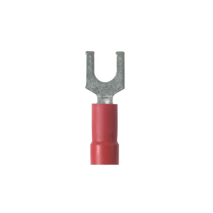 PV18-6FN-MY Pan-Term Loose Piece Insulated Fork Terminal, #16 Conductor, 0.85 in L, Brazed Seam/Funnel Entry Barrel, Copper/Vinyl, Red