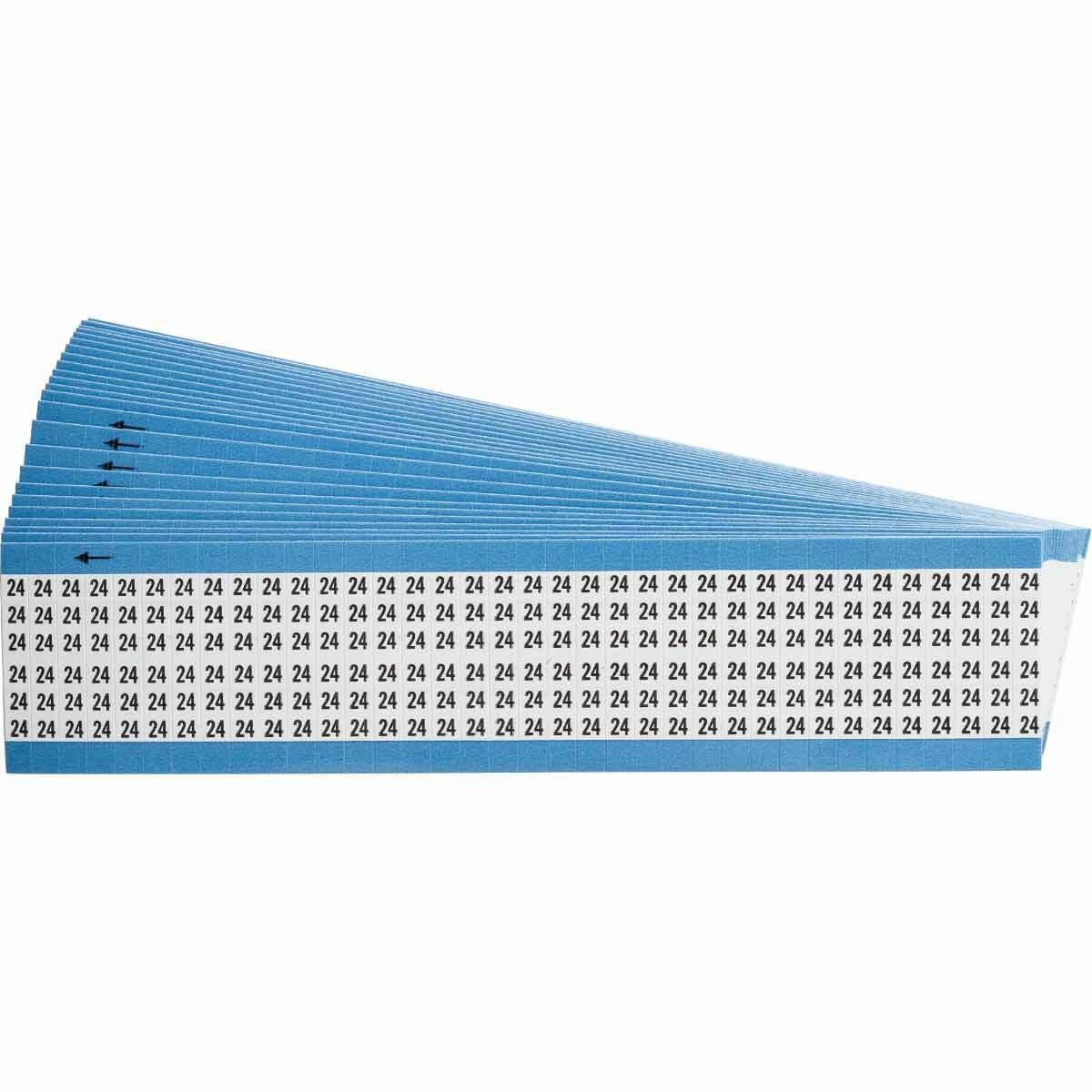 WM-24-PK WM Series Pre-Printed Solid Number Wire Marker Card, 1/4 in W, Black on White, B-500 Repositionable Vinyl Coated Fabric, 36 Markers per Card