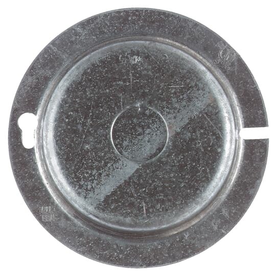 54-C-7 Steel City Flat Outlet Box Cover With Knockout, 4 in Dia, Steel