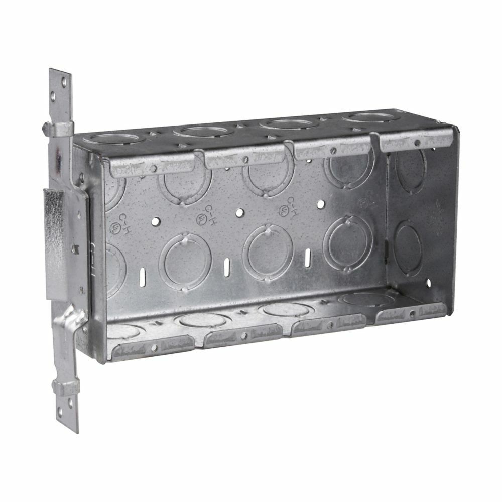 TP633 Thepitt Deep Welded Gang Box, Steel, 62 cu-in Capacity, 4 Gangs, 14 Knockouts, 7-3/8 in W x 2-1/2 in D x 3-3/4 in H