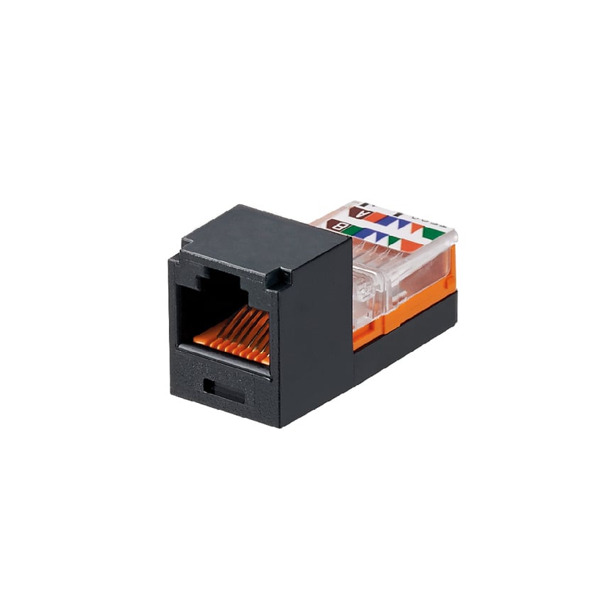 CJ588BLY PanNet TX5e 8-Position 8-Wire Leadframe Unshielded Jack Module, Cat 5e RJ45/Mini-Com Module, Surface Mount, 1 Port, ABS, Black