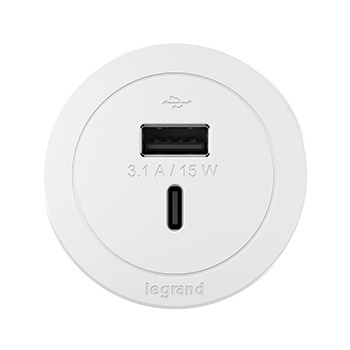 RFPCUAUC-WH Non-Metallic Furniture Power Center, 2 Outlets