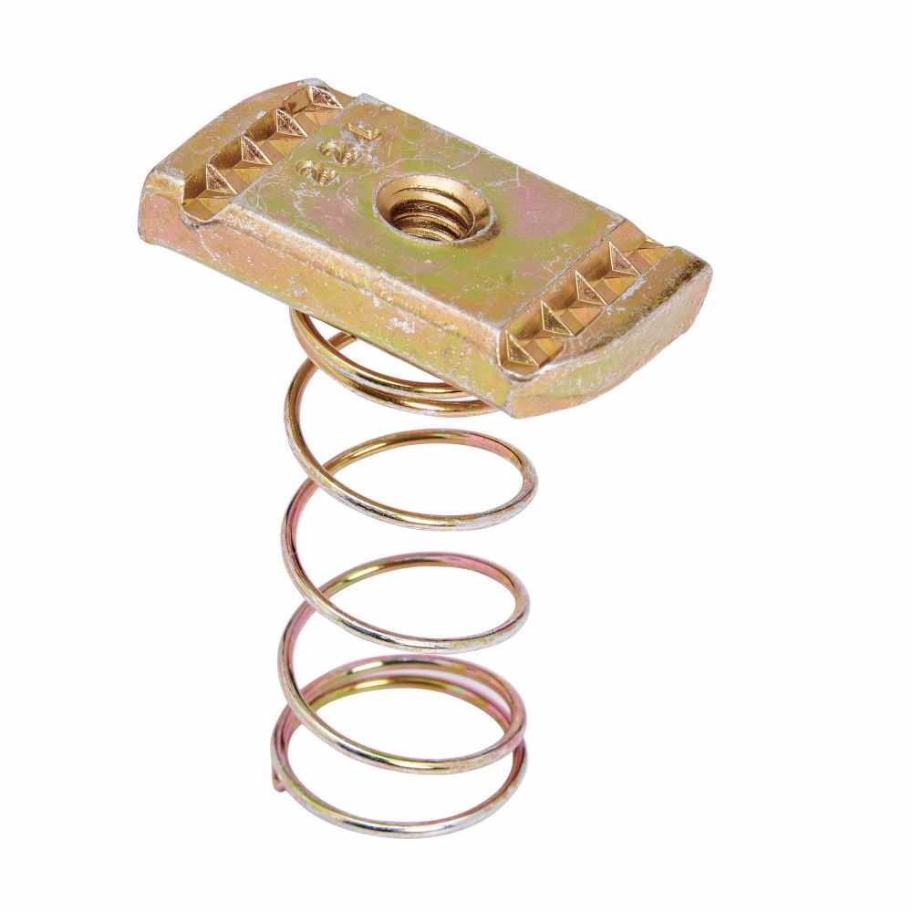 N222ZN 200 Standard Channel Nut With Spring, For Use With B22, B24, B26 and B32 Series Medium Channel, 1/4 in THK, #10-24 Thread, Steel