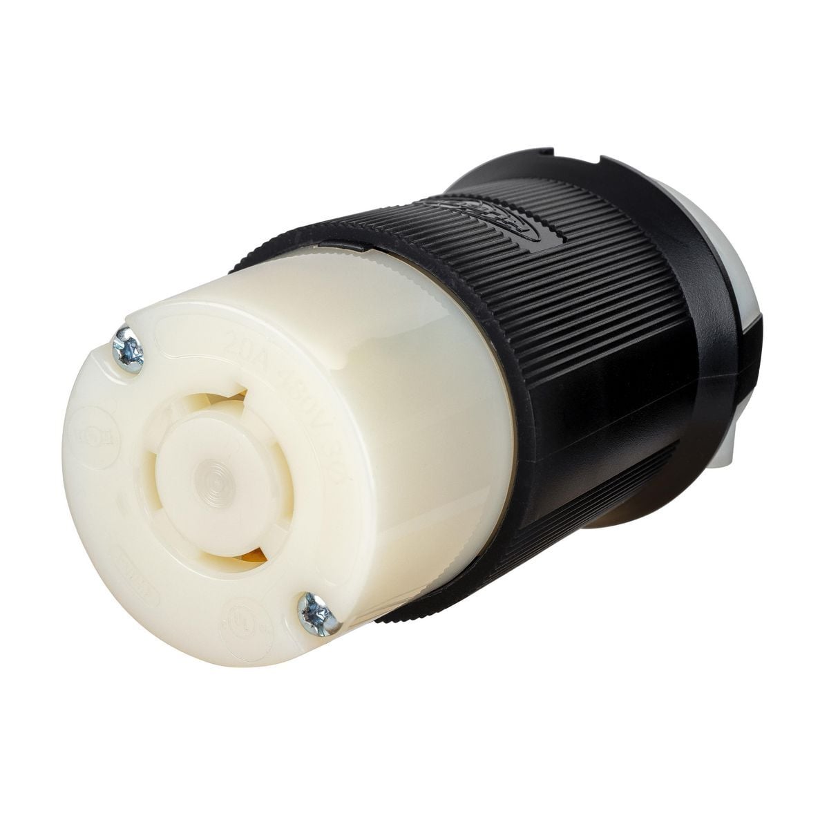 HBL2433ST Twist-Lock Locking Connector, 280 V, 20 A, 3 Poles, 4 Wires, Black/White