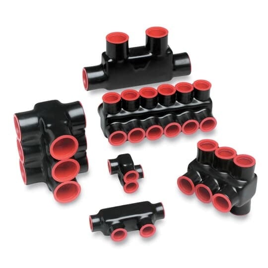 AMTS20142 Homac Multi-Port AMT Connector, 14 to 2/0 AWG Stranded Aluminum/Copper Conductor, 3/16 in Hex Screw Installation, Aluminum