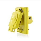 95W04-S Non-Grounding Single Watertight Locking Receptacle, 125 V AC, 15 A, 2 Poles, 2 Wires, Yellow