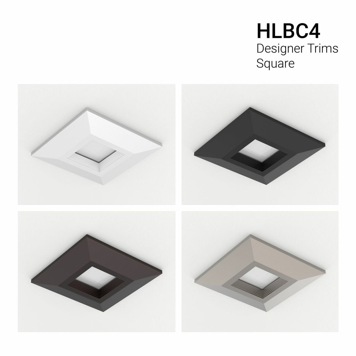 HLBC4STRMMB Halo HLBC Square Lighting Trim, 4 in Dia Inside, LED Lamp, For Use With HLBC4 Series Downlight, Die Cast Aluminum