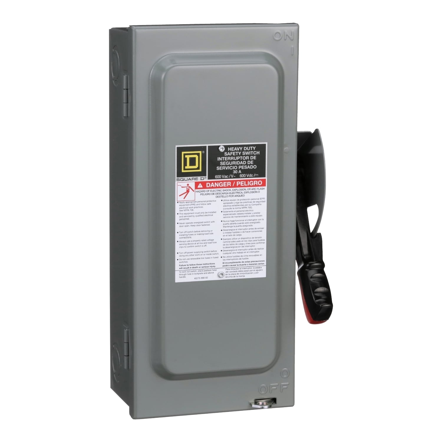 HU361N F5 General Purpose Heavy Duty Non-Fusible Disconnect Safety Switch, 600 VAC/VDC, 30 A, 10 hp at 600 VAC 1-Phase, 30 hp at 600 VAC 3-Phase, 15 hp at 600 VDC, 3 Poles