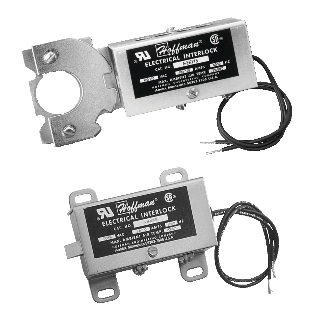 AEK115 A80 AEK Style Electrical Interlock, For Use With NEMA 12 Door Latching Mechanism Enclosures, 120 V AC, 60 Hz, 0.1/0.63 A, Steel