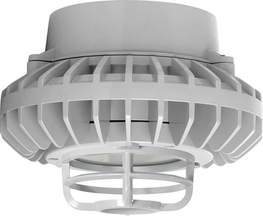 HAZPLED42FF-DG HAZBLED Vaporproof Fixture With Die Cast Guard,) LED Lamp, 43 W Fixture, 120/208/240/277 V AC, Gray/Polyester Powder Coated Housing