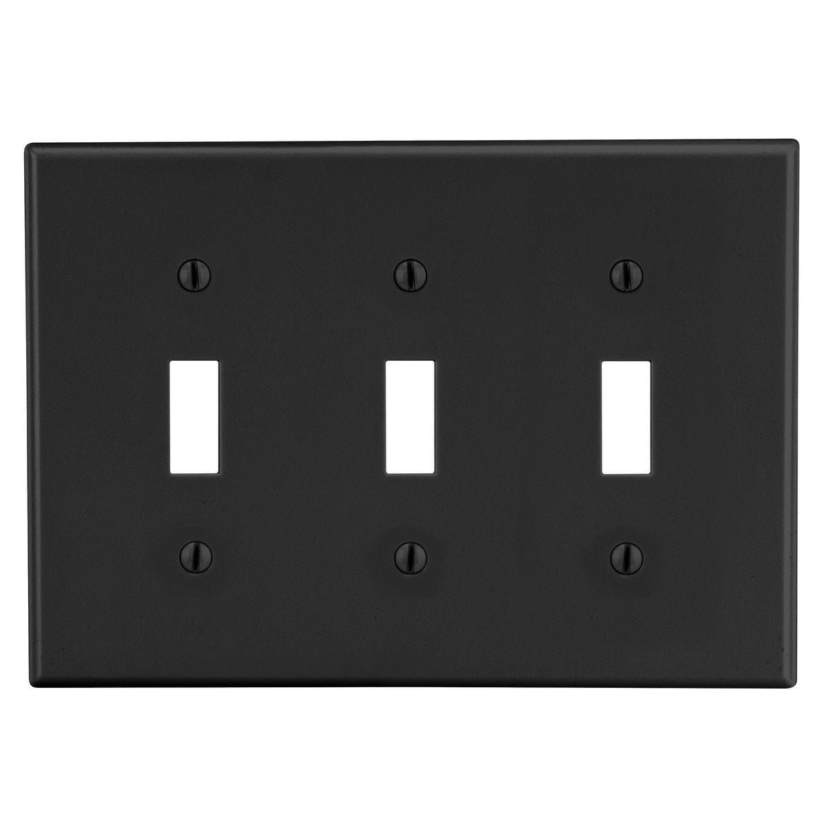 PJ3BK Mid-Size Non-Metallic Wall Plate, 3 Gangs, 6.75 in W x 4.88 in H, Polycarbonate Thermoplastic, Black
