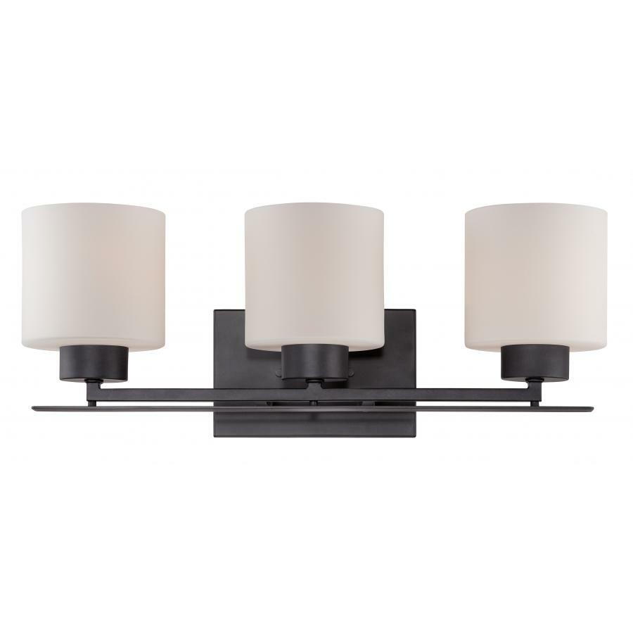 60-5303 Nuvo Parallel Transitional Vanity Light Fixture, (3) A19 Lamp, 120 V AC, Aged Bronze Housing