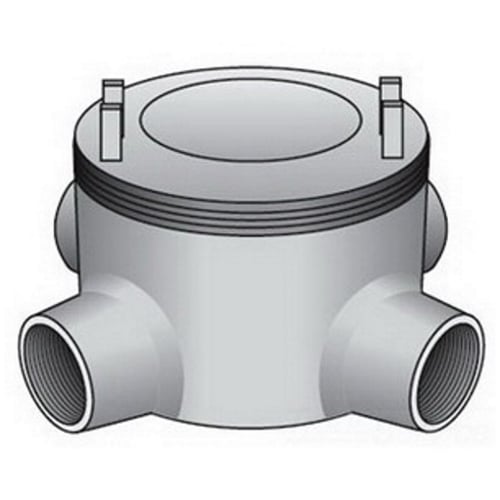 GUAX-150 Explosionproof Dust-Ignition Proof Round X-Style Conduit Outlet Box, 1-1/2 in, 5-1/8 in Cover Opening, 70 cu-in Capacity, Electro-Zinc Plated/Aluminum Enamel Coated
